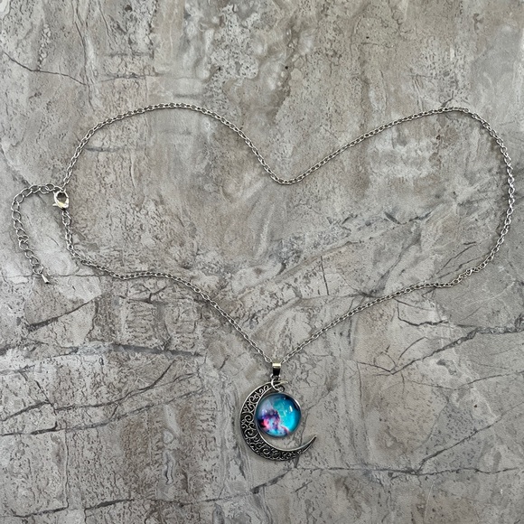 Silver Moon and Jewel Necklace - Picture 2 of 4